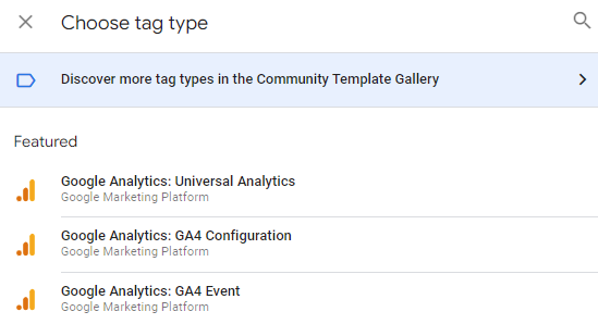 Choosing a GA4 tag in Google Tag Manager